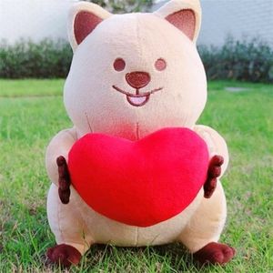 Super fofo Ins Quokka Plush Toy Toy Red Heart Day's Day's Express Gift Toys for Girl Small Tail Reched Kangaroo Toy para Kid LJ201126