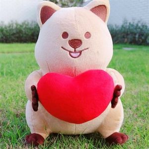 Super Cute Ins Quokka Plush Toy Red Heart Valentine's Day Express Gift Toys For Girl Small Tail fylld känguru leksak för barn LJ201126