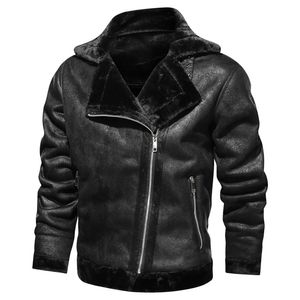 Winter Jacket Mens Suede Leather Jacka Lapel Collar Vintage Style Warm Thick Pur Jacket Slim Fit Men Jackor Plus Size 4XL 201116