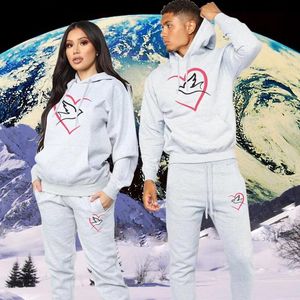 Erkeklerin Trailtsits Moda Çift Erkek Kadın Hoodies 2pcs Setleri Kapüşonlu Sweatshirts Jogging Sport Pants High Street Desigh Man Takım