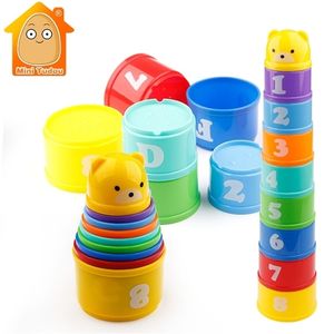 9PCS Eonal Baby Toys 6 Month+ Figures Letters Foldind Stack Cup Tower Children Early Intelligence 220418