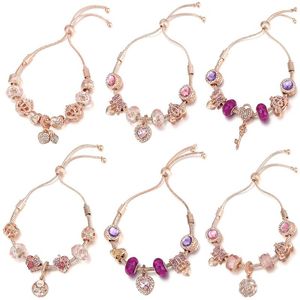 Braccialetti con ciondoli CODICE Temperamento Viola Bracciale regolabile Gioielli Corona di cristallo fai da te e serratura a cuore Chiave Perlina Regali raffinatiFascino