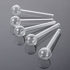 Clear Glass Pipe Straight Tube Hookahs Smoking Pipes Thick Glass Oil Burner Bubbler Tobacco Spoon Hand Pipes Small Dab Rig
