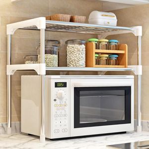 Hooks Rails 2-Tier/3-Tier Microwave Shelf Rack Kitchen Spice Organizer Lagring Badrum Bokskor Shelvehooks Hookshooks