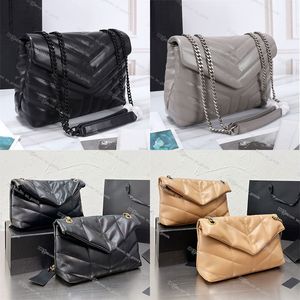 Bolsas para noite Designer LOULOU e LOULOU PUFFER Bolsa de Couro Feminino Grande Corrente Ombro Matelasse Brinquedo Pequena Média Luxo Moda Preto Bege Bolsa Tiracolo