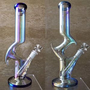 Färgglad rakt rörvattenrör 12,6 tum glas Bong Hosahs Bubbler Oil Rigs Röker rör glöd i de mörka bongarna med 14 mm fog