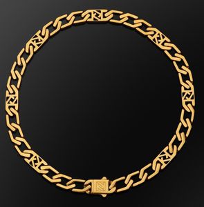 12mm fyrkantiga figaro kedjor 18k halsband herr mode hip hop guld pläterade kedjor 50 cm överdriven high street grov stil