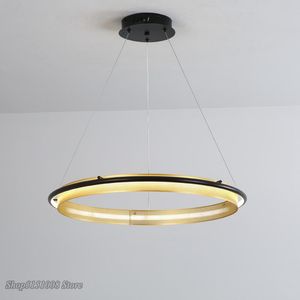 Hängslampor modern svart rund ring ljuskrona för nordiskt vardagsrum lyx hängande lampa hem dekor sovrum led matbord ljus fixtur