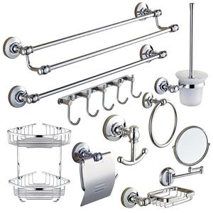 Badtillbehör Set Modern Silver Polished Chrome Hardware Set Wall Mounted Solid mässing Badrumstillbehör Produkter YT1BATH