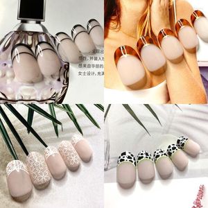 False Nails 24pcs Nail Tips Short Fake With Designs Detachable Round Head Wearable Ballerina Full Cover Prud22