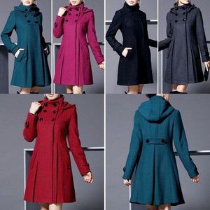 Kvinnorsull Poncho Lady Jacket Kvinnor Trench Coat Long Winter Jackets Woolen Coat 4XL