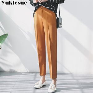 Mulheres Spring Solid Solid High Caist Long Pants Formal OL Elegant Harem Pants for Ladies in Workplace Business Suits Troushers Plus Size 210412