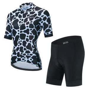2024 Women's Cow Triathlon Cycling Jersey Short Sleeve Mtb Maillot Bike Shirt Downhill Jersey Pro Team Tricota Mountain Bicycle Clothing