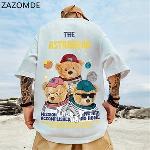 ZAZOMDE 100% Cotton Custom T Shirt Three little Bears printing Men Women Couple clothes Print Original Design High Quality Tees 220621