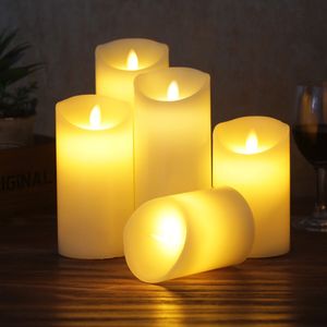 LED FLAMELESS CANDLES, LED CANDLES 조명 배터리 작동 플라스틱 기둥 깜박 거리는 촛불 파티 장식