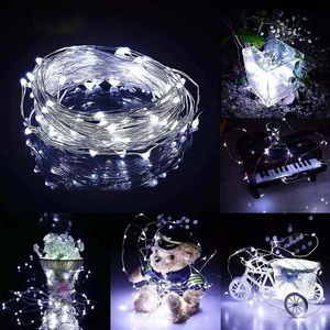 Remsor 5m10 m strip lamped sträng Cooper Wire Christmas för Garland Holiday Fairy Wedding Party Decorationed