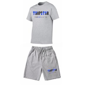 Trapstar Tracksuit 세트 남성 T 셔츠 쇼트 세트 여름 스포츠웨어 조깅 바지 스트리트하라 주쿠 탑 Tshirt suit 220602