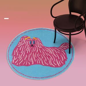 Ins Cute Dog Carpet Round Bedroom Carpe Mat för barn Spela Mat Playmat Born P ography Props Vardagsrumsmatta