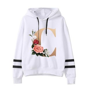 Moletons femininos moletons 26 alfabeto floral fontes clássico capuz feminino streetwear gráfico de inverno quente moda feminina