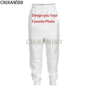 CIGNAWIND Custom design DIY men women running jogging pants Harajuku yoga soft tights Gym sportwear fitness long training 220704