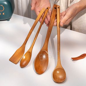 Wholesale shovel spoons for sale - Group buy Wooden Spoon Spatula Long Handle Cooking Soup Spoons Wood Butter Cheese Shovel Kitchen Tip Spoon Non stick Pan Tableware BH7045 TYJ