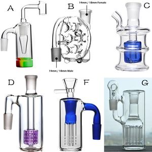 다양한 Hookahs' Cather 스트레이트 90도 봉 애쉬 회수 포수 어댑터 18mm 14mm 남성 여성 물 유리 봉 파이프 실리콘 포함 그릇