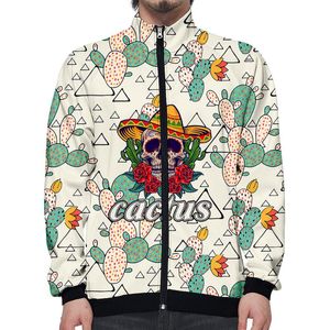 Jackets Men Jackets Cacto Padrão de manga longa casacos de camisetas homens mulheres que correm esporte outono de inverno zíper Jaqueta Masculinamen's