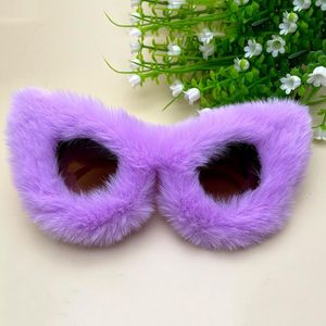 Okulary przeciwsłoneczne Soft Cat Eye Purple Women 2022 Modna Moda Duża Rama Kolorowe Okulary Okulary UV400 Luksusowe Furry Okulary Odcienie Gafas