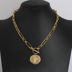 Pendant Necklaces Antique Matte Roman Figure Disc Chain NecklacePendant