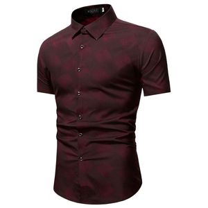 Men's Dress Shirts Young Men's Summer Color Matching Printed Short-sleeved Shirt Fashion Trend Casual Button Down For MenMen's