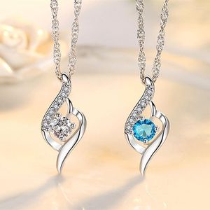 Chains Sterling Silver Woman Fashion Jewelry High Quality Crystal Zircon Heart Pendant Necklace Length 45CMChains Godl22