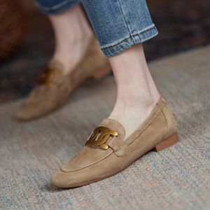 Gold Chains Loafers Dark Blue Camel Driving Boats Flat Sheepskin Lady Wedding Dress Shoes Womens Oxfords