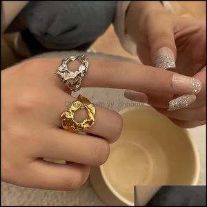 Band Rings Jewelry 925 Sterling Sier Irregar Hollow Tin Foil Ring Neutral Fashion Creative Finger Gift Drop Delivery 2021 Kevio