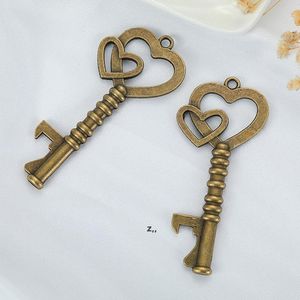 Vintage Key Double Heart Garrafa Abridor de Casamento Pingente de Cerveja Opener Festival Lembrança Presente Festa de Casamento Favor RRA12752