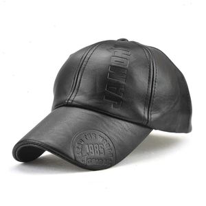 Män vintage justerbar baseball cap pu läder snapback para hombre mens trucker caps pappa vinter varma hattar casquette