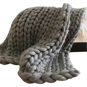 Fashion Hand Knitting Chunky Merino Wool Blanket Thick Big Yarn Roving Knitted Yarns Blanket Warm Throw Sofa Cover Blankets 201113