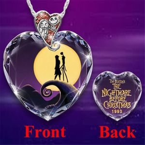 Pendant Necklaces Heart Necklace For Women Couples Matching Halloween Anniversary Festival Nightmare Before Christmas Clavicle Chain Love Pe