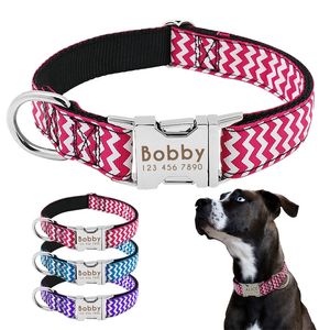 Nylon Engraved Customized Puppy ID Tag AntiLost Personalized Nameplate Collars Adjustable For Medium Large Dog 220622