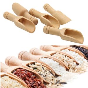 Wooden Round Handle Measuring Tools Scoop Spoon Teaspoon Small Salt Shovel Milk Powder Scoops Wood Condiment Spoons Coffee Tea Mini Sugar C0612B12