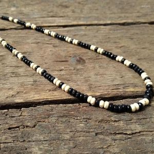 Chokers Necklace For Men Black & White Bead Mens NecklaceChokers Godl22