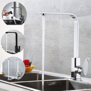 Kitchen Faucets Sink Water Faucet 360 Rotation Swivel Faucet Mixer Single Holder Single Hole Black Matte Mixer Tap 220701