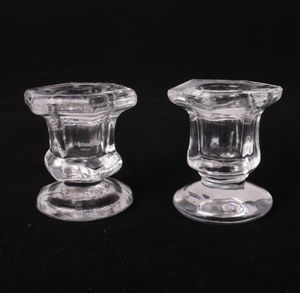 Taper Candle Holder Glass Centerpiece Clear Candlestick Holders Fit 0.75 inch Decorative Stand 2.4 inch Height for Table Wedding Party SN4525