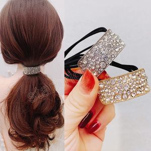 Scrunchies elegantes do strass coreano Meninas de cabelos elásticos acessórios para elásticos de borracha de cabelo amarelo toucado de corda de cabelo