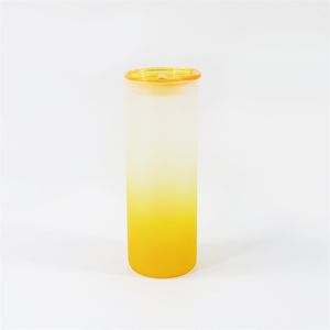 Sublimation Tumbler Drivery Gradient Glass Glass Bottle da 25 once di succo di succo di stampa con coperchio Bere tazze da viaggio portatili Cola Drinkware B6