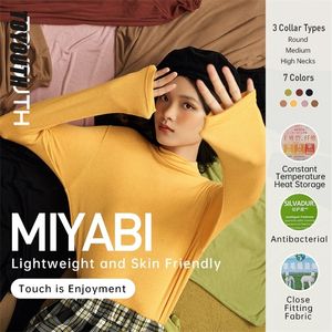 Toyouth Kadınlar Dip T-Shirt Bahar Sonbahar Kış Çok Yaka Renk Ince Tees Katı Kendinden Isıtma Temel Tüm Maç Tops 220328