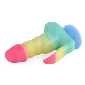 NXY Dildos Double Dirigido Cor de Silicone em forma de Silicone para Homens e Mulheres Sucção Cup Falso Soft Anal Plug Divertido 0317