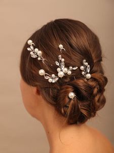 Headpieces Pearl Crystal Bridal Hairpins Wedding Headwear Brides Hair Accessories Luxury Party Prom Jewelry for Women Bridesmaid TiaraHeadpi