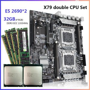 Motherboards JGINYUE X79 Dual CPU Motherboard Set Kit With 2 * Xeon E5 2690 4 × 8GB = 32GB DDR3 ECC REG Memory LGA 2011