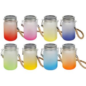 Solar Powered Sublimation Blank Mason Jars Lanterns Outdoor Waterproof Firefly Lights with Hangers for Regular Mouth Jars Patio Yard Garden Wedding Decoration