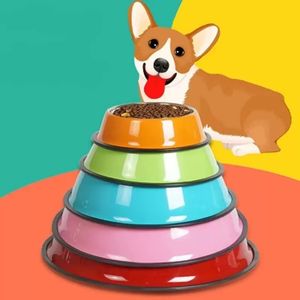 Rostfri kattskålar Pet Steel Bowl Set Food Water Bowl för hundar och katter Anti-glidkatter leveranser